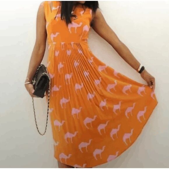 Anthropologie Charlotte Taylor Dromedary Camel Silk Dress, Sz 0, MSRP $268 - Picture 11 of 11